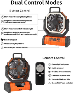 Ventilador de Camping <span class=keywords><strong>con</strong></span> Linterna, Ventilador de Mesa Portátil Recargable por USB <span class=keywords><strong>con</strong></span> Luz LED y Banco de Energía para Acampar al Aire Libre - Product Image 3