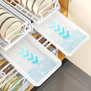 Tiroir coulissant Double niveau sous les organisateurs d'évier glisser plaque bol étagère de <span class=keywords><strong>rangement</strong></span> armoires de <span class=keywords><strong>cuisine</strong></span> étagères coulissantes - Product Image 4