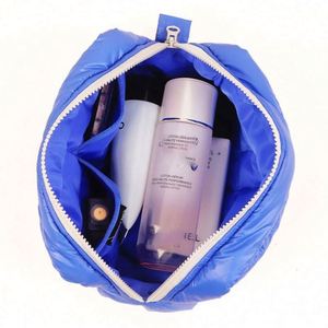 2024 Custom Logo Winter Down Cotton Soft Light Weight Puffer Puffy Fluffy Quilted Cloud Makeup Cosmetic Bag Travel Make up Pouch - Product Image 6