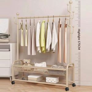 Porte-chaussures multi-niveaux à double rail blanc crème résistant à l'usure, organisateur roulant pour chambre familiale, porte-vêtements autoportant - Product Image 5