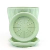 WEI CHENG XING Terlaris Tersedia 4in/6in Set Pot Bunga Motif Riak Air Tebal dengan Alas Warna Solid Gaya Nordik Sederhana