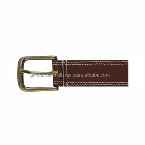 Ceinture en cuir pleine fleur marron de qualité supérieure, fabriquée à la main, pour homme, ceinture décontractée, boucle en laiton réglable, ceinture décontractée pour affaires - Product Image 1