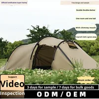 Tente tunnel de camping extérieure personnalisée, auvent deux-en-un, portable, 3000 mm+, imperméable, coupe-vent, quatre saisons, polyester double couche