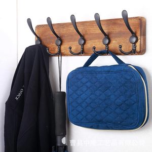 Wooden <b>Wall</b> Mounted Coat Rack With Hooks Rectangle Shape Home Entryway <b>Storage</b> Rack <b>Hanging</b> Key Organizer - Product Image 1