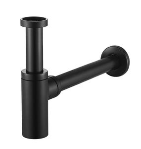 <span class=keywords><strong>Sifone</strong></span> a bottiglia in ottone per lavabo, nero opaco, rotondo, G1-1/4, anti-odore, sistema di scarico per lavabo e unità di scarico. - Product Image 1