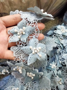 Benecreat Biểu Tượng Tùy Chỉnh Đàn Hồi Ren <span class=keywords><strong>Trim</strong></span> Với Trắng Đính Cườm 3D Hoa Ngọc Trai Cho Giày Túi Xách Trung Quốc 3D Hoa Ngọc Trai Ren Cắt Tỉa - Product Image 5