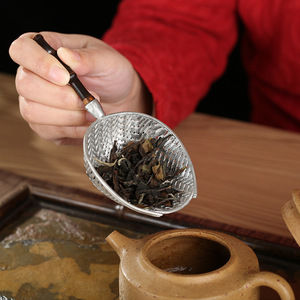 Pure Tin Tea Strainer With Purple Bamboo Handle Reusable Tea Filter For Tea Ceremony Accessories - Product Image 3