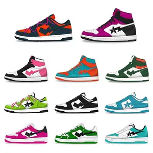 Original individuelles Logo Herren einfarbiges Skateboard Hersteller Basketball individuelle niedrige Schneide hoher Top lässige Leder-Sneakers Schuhe