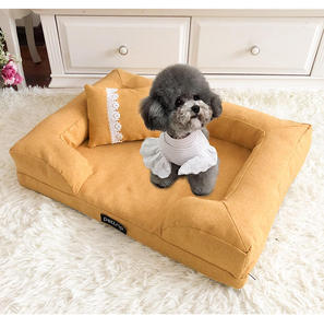 Pettrip Green Rectangular Cotton Pet Bed With Removable Cover For <b>Dogs</b> Indoor Use All Season Simple Style Comfortable Fiber Fill - Product Image 2