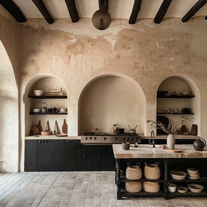 Mediterranean Arched Niche Cabinets Modular Ready-To-Install Integrated Design Countertop Kitchen Cabinets With Storage Island - Product Image 5