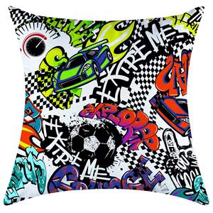 Funda de Cojín Cuadrada Personalizada con Estampado de Graffiti de Música Hip-hop Rock Roll para el Hogar, Hospital o Sofá - Product Image 1