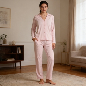 <span class=keywords><strong>Pigiama</strong></span> da <span class=keywords><strong>Donna</strong></span> Personalizzato dal Produttore, Maniche Lunghe in Modal <span class=keywords><strong>Viscosa</strong></span>, Set <span class=keywords><strong>Pigiama</strong></span> Femminile Stampato a Righe in Bambù - Product Image 3
