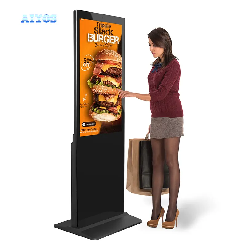 OEM LCD Plane Digital Signage 1080p Floor Stand Commercial Full HD Display Advertising Screen For Information Query And Display