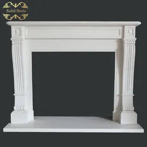 Personnalisé conçu style Britannique blanc cheminées en pierre de cheminée pour la maison