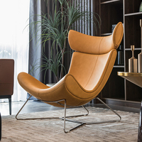 Fauteuil en cuir orange de l'usine de Foshan, design moderne, forme d'escargot, appui-tête réglable, pour salon, chambre à coucher, appartement
