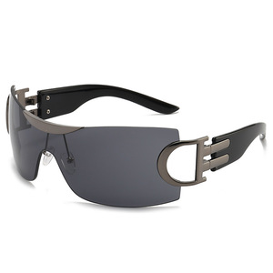 แว่นกันแดดแฟชั่นใหม่ กรอบไร้ขอบ สีสันสดใส ป้องกันรังสียูวี สำหรับผู้ชายและผู้หญิง สไตล์วินเทจ ขนาดใหญ่ - Product Image 2