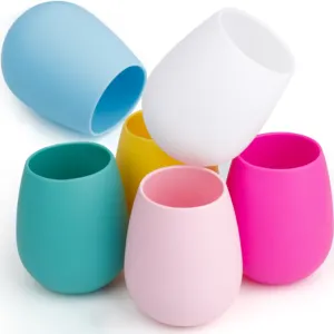 12oz inquebrável Silicone vinho copos Stemless vinho copos reutilizáveis Drinkware para festas, camping, praias e barcos