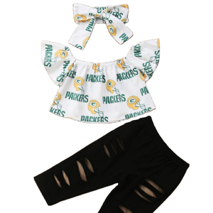Nuevo Conjunto Premium al por Mayor para Niñas, Estilo Coreano, Leggings Rotos, Blusa y Camisa - Product Image 1