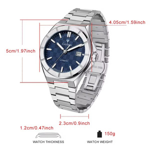 Nuevo Reloj Deportivo Automático para Hombre <span class=keywords><strong>CADISEN</strong></span> 8042 de 40MM, Reloj de Pulsera de Acero Inoxidable con Cristal de Zafiro, Movimiento Mecánico NH35A Miyota de Moda - Product Image 4