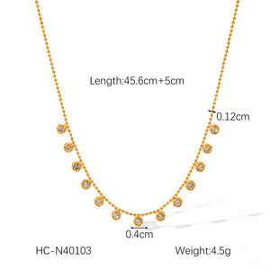 Tối Giản Đồ Trang Sức 18K Vàng Mạ Thép Không Gỉ Vòng Đeo Tay Vòng Cổ Bộ Không Thấm Nước Nhỏ Zircon Bộ Đồ Trang Sức - Product Image 6