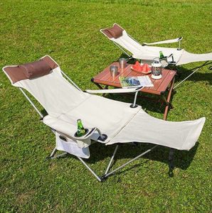 Thoải mái di động có thể gập lại kim loại Chaise phòng chờ ghế cho phòng khách ngoài trời công viên hồ bơi hoặc bãi biển để giải trí - Product Image 1