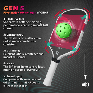 Raquette de pickleball Boomstick EVA Power Surrounding Foam Core Sweet Dessert Balanced MOI Training System en fibre de carbone brute EPP 16 mm - Product Image 2