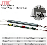 JMHC HCF-36L 36W Driver LED étanche IP67 en aluminium pour extérieur AC100-240V DC3A Sortie unique (Argent/Gris) Certifié CE/RoHS
