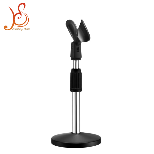 Non-Slip Clip Detachable Heavy-Duty Metal Desktop Mic Stand with Adjustable Short Disc Mount Table Top Microphone Holder