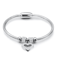 Brazalete de Serpiente de Acero Inoxidable con Cierre Magnético de Lujo y Circonita, Brazalete con Dije de Corazón para Mujer