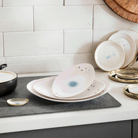 Assiettes ovales en plastique pour restaurant et fête, 100 % mélamine, écologiques, imprimées, vente en gros