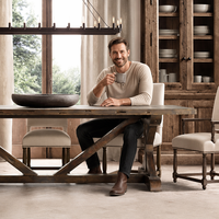 Table et chaises de salle à manger rectangulaires en bois massif, style rustique américain haut de gamme, écologiques