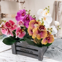 CL09004 bunga buatan sentuhan asli kupu-kupu Mini anggrek Phalaenopsis daun Faux untuk dekorasi rumah pernikahan bunga taman