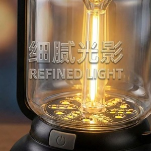 โคมไฟตั้งแคมป์ LED แบบชาร์จไฟได้ กันน้ำ สำหรับกิจกรรมกลางแจ้ง พร้อมพอร์ตชาร์จ Type C 3W 5V ตัวโคมทำจากโลหะ - Product Image 2