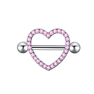 1 pièce d'accessoires sexuels pour femmes Anneau de téton double diamant en forme de cœur Piercing corporel sexy Anneau de téton en acier inoxydable Bijoux - Product Image 2