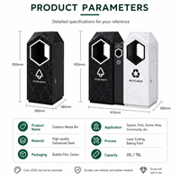 Poubelle de recyclage géométrique moderne à motif marbré en métal, bac à déchets au design personnalisé pour projet de bâtiment commercial