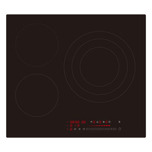 Table de cuisson électrique 24 pouces, 3 brûleurs, plaque de cuisson intégrée, plaque de cuisson céramique à double zone, commande tactile coulissante, 9 niveaux de puissance, minuterie, usage domestique - Product Image 1