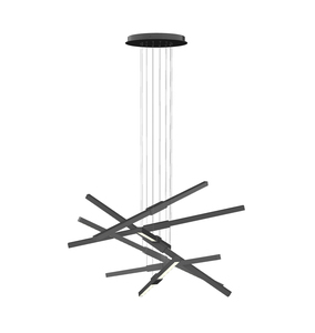 Lustre moderne en acier inoxydable doré, luminaire suspendu LED en forme de croix, montage au plafond, blanc chaud, hauteur réglable - Product Image 3