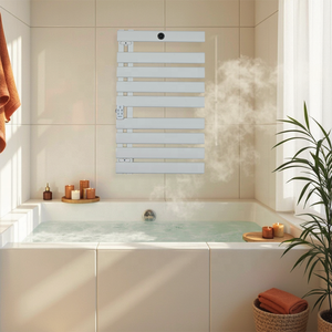 <span class=keywords><strong>Support</strong></span> de <span class=keywords><strong>sèche</strong></span>-serviettes 425 watts pour salle de bain avec production de surchauffage, minuterie 1-24 heures et wifi au choix - Product Image 3
