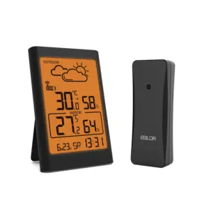 BALDR B0341 Digitale Wetters tation Innen-/Außen thermometer Hygrometer mit Sensor Orange Hintergrund beleuchtung Drahtlose DCF Wanduhr