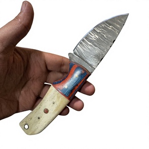 Cuchillo de acampada de hoja fija Drop Point de acero de Damasco con mango de madera Pakka azul de 20 cm, cuchillo de supervivencia para exteriores DIY - Product Image 3