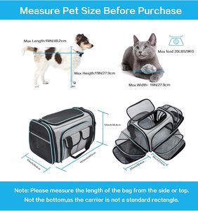 Airline Approved Expandable <b>Cat</b> Dog Carrier Soft-Sided Pet Travel Carrier Bag with Removable Fleece Pad and Pockets - Product Image 2