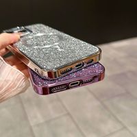Étui de téléphone rigide en PC avec placage diamanté brillant pour 14/13/12 Pro/15 Pro Max, compatible avec la charge magnétique sans fil, étui de protection
