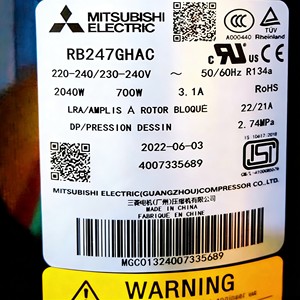 Compresseur de climatisation Mitsubishi RB247GHAC 220-240V 50/60Hz type scroll pour réparation de climatiseur Mitsubishi - Product Image 1