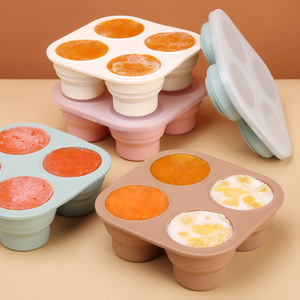 Boîte de rangement alimentaire pliable en silicone pour bébé, 4 compartiments avec couvercle, pour les voyages et la pâtisserie - Product Image 1