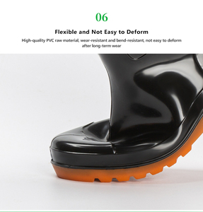 أحذية مطر سوداء مقاومة للانزلاق والزيوت والأحماض، مصنوعة من البولي فينيل كلوريد اللامع، مع مقدمة مركبة وشعار مخصص، مقاومة للماء وقابلة للتنفس ومتينة - Product Image 6