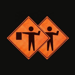 Dingfei kiểm soát giao thông dấu hiệu 36inch 48inch phản chiếu <span class=keywords><strong>flagger</strong></span> phía trước (biểu tượng với cờ) cuộn lên dấu hiệu giao thông - Product Image 3