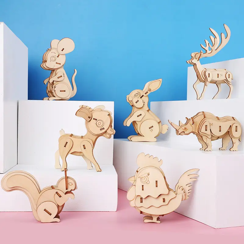 Kreatives hölzernes 3D-Tierpuzzle und intellektuelles Spielzeug des Kindergartens der frühen Bildung
