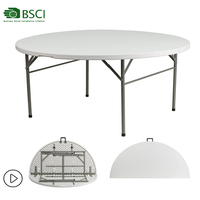 Table ronde pliante en plastique légère et portable pour événements et réceptions, vente en gros