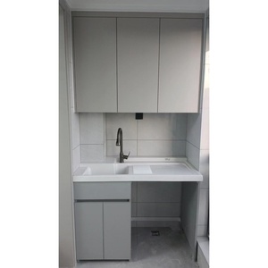 Armoire de buanderie en aluminium pour machine à laver, avec planche à laver intégrée - Product Image 6