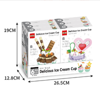 Ensemble de blocs de construction à petites particules, modèle de tasse à crème glacée, jouet miniature, échelle 1:8, ensemble de 40 tasses à dessert, boîte cadeau, puzzle